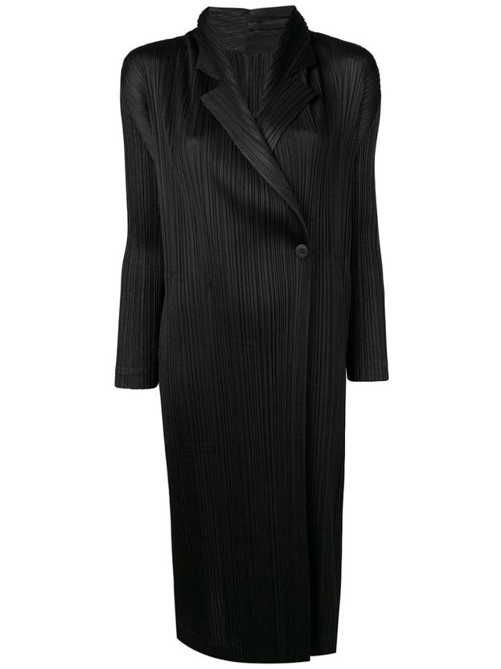 Pleats Please By Issey Miyake Black Lightweight Coat