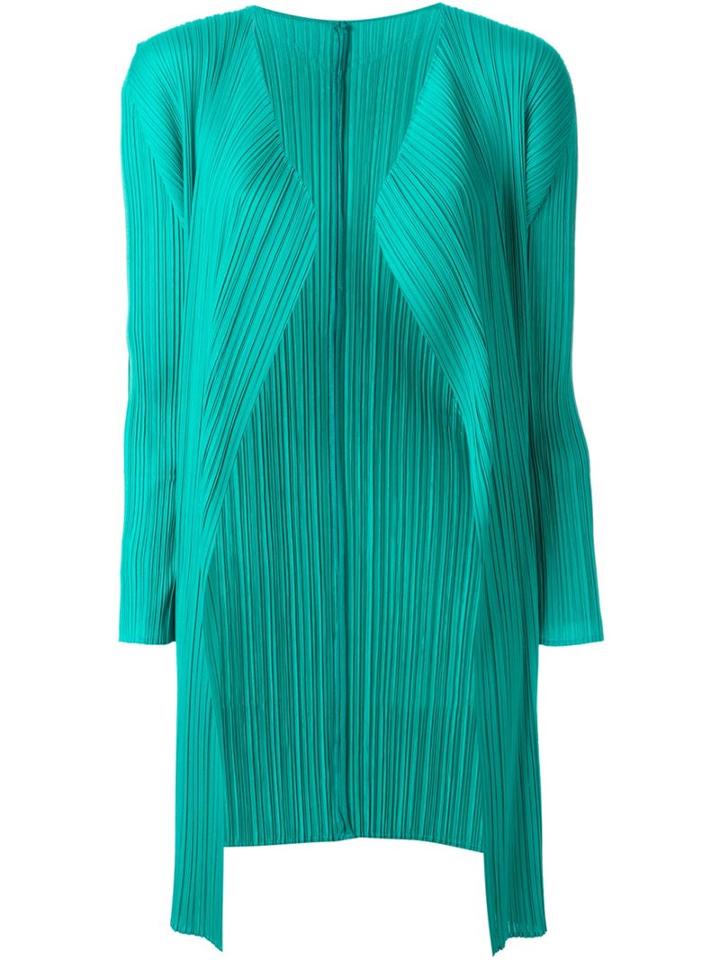 Pleats Please By Issey Miyake Pleated Draped Cardigan, Women's, Size: 2, Green, Polyester