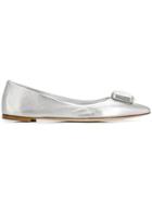 Giuseppe Zanotti Design Crystal Embellished Ballerinas - Silver