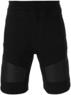 Neil Barrett Ribbed Panel Track Shorts, Men's, Size: Small, Black, Lyocell/cotton/viscose/polyurethane