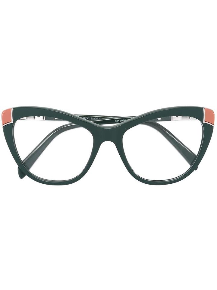 Emilio Pucci Butterfly Frame Glasses, Green, Acetate/metal