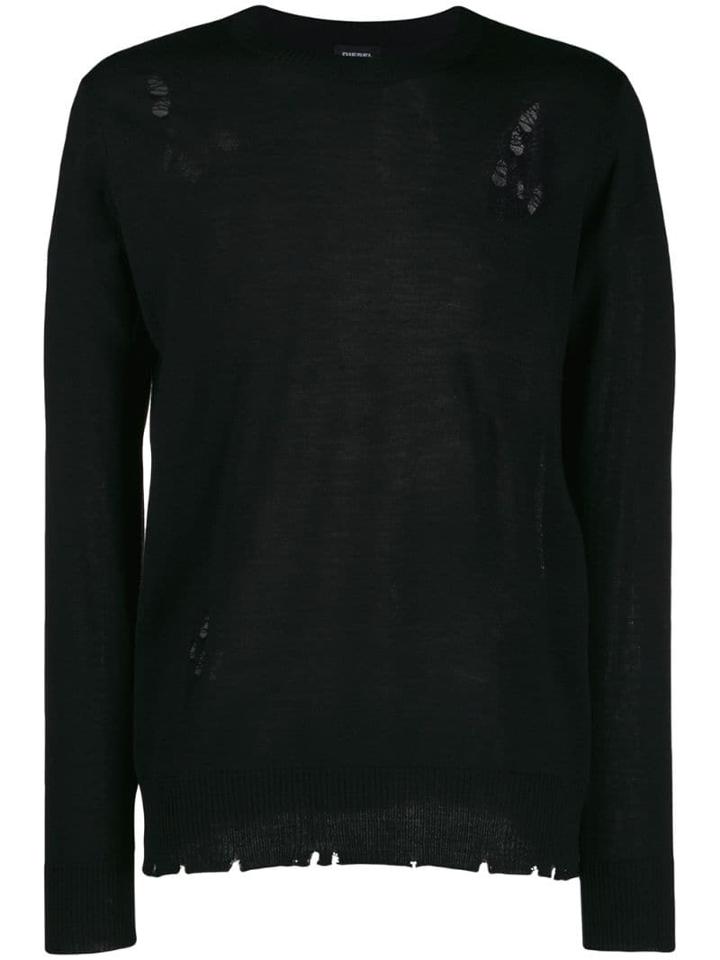 Diesel Distressed Knit Jumper - Black