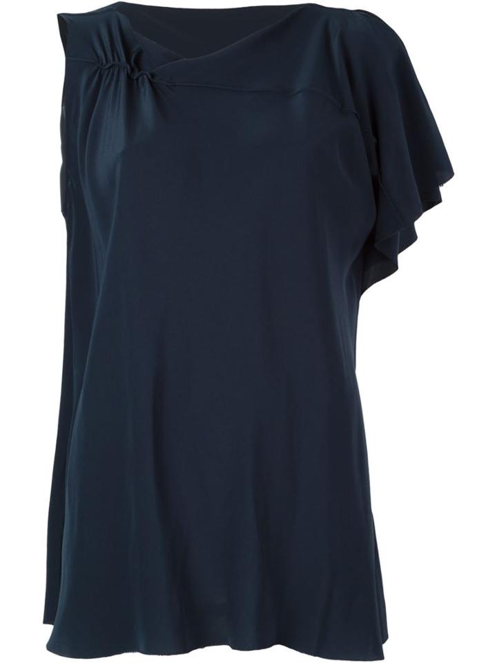 3.1 Phillip Lim Gathered Detail Blouse, Women's, Size: 2, Blue, Silk