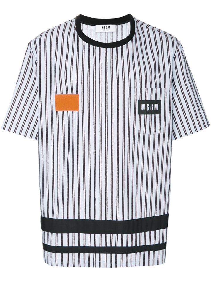 Msgm Striped Logo T-shirt - Blue