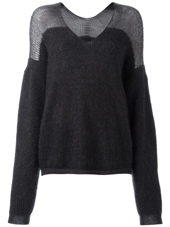 Ilaria Nistri V-neck Loose-fit Jumper, Size: Large, Grey, Virgin Wool/mohair/polyamide