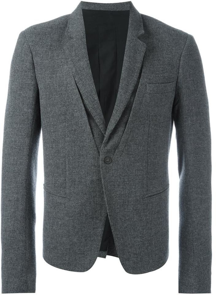 Haider Ackermann Stitching Detail Blazer, Men's, Size: 48, Grey, Cotton/rayon/wool