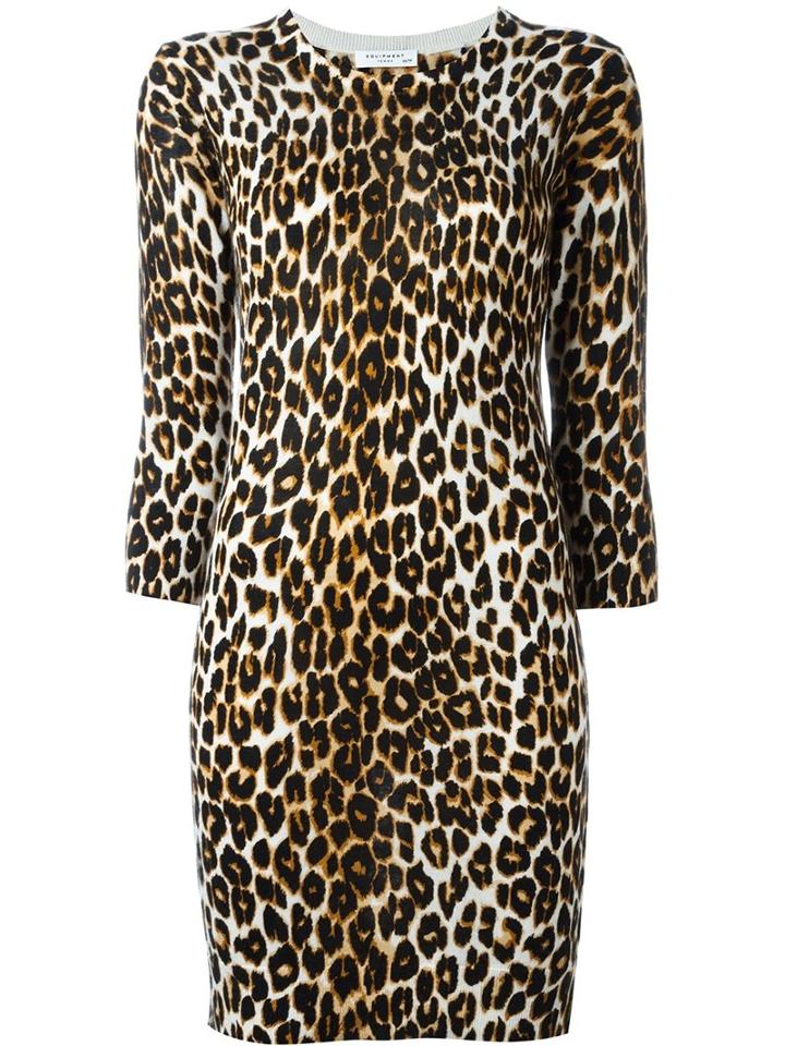 Equipment Leopard Print Dress, Women's, Size: Xs, Nude/neutrals, Silk/cashmere