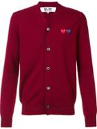 Comme Des Garçons Play 'double Heart' Cardigan, Men's, Size: Small, Red, Wool