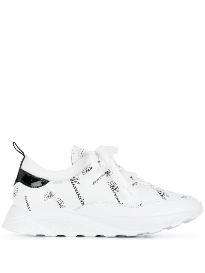 Blumarine Logo Print Sneakers - White