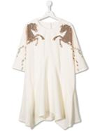 Chloé Kids Sequin Embroidered Dress - White