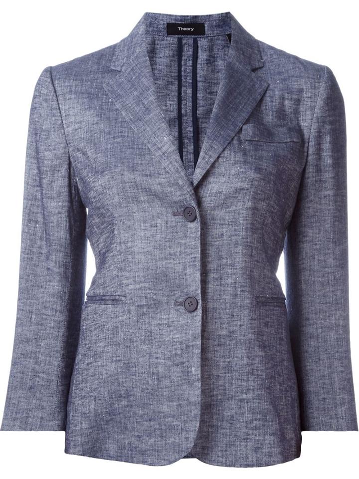 Theory Denim Effect Single Breasted Blazer