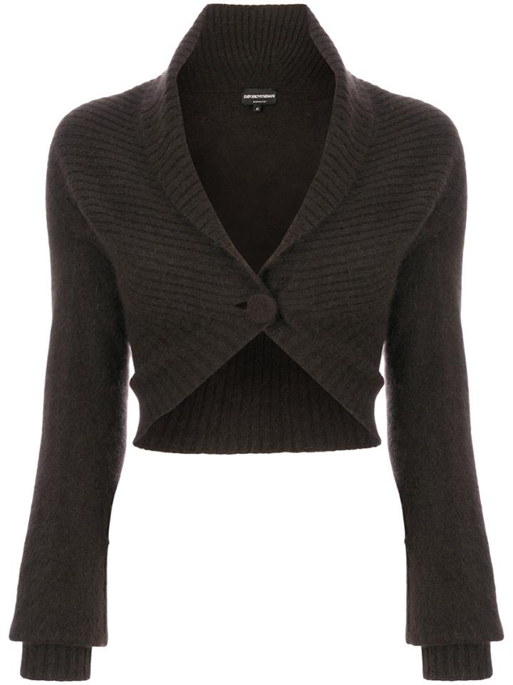 Giorgio Armani Vintage Ribbed Knit Shrug - Brown