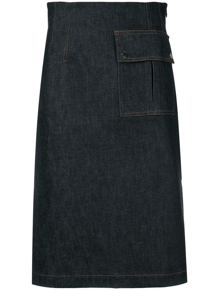 Diane Von Furstenberg Flap Pocket Denim Skirt - Blue