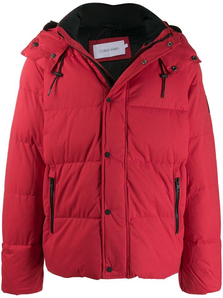 Calvin Klein Hooded Padded Coat - Red