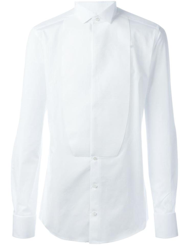Dolce & Gabbana Bib Shirt, Men's, Size: 40, White, Cotton