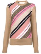 Victoria Beckham Diagonal Stripes Knit Sweater - Neutrals