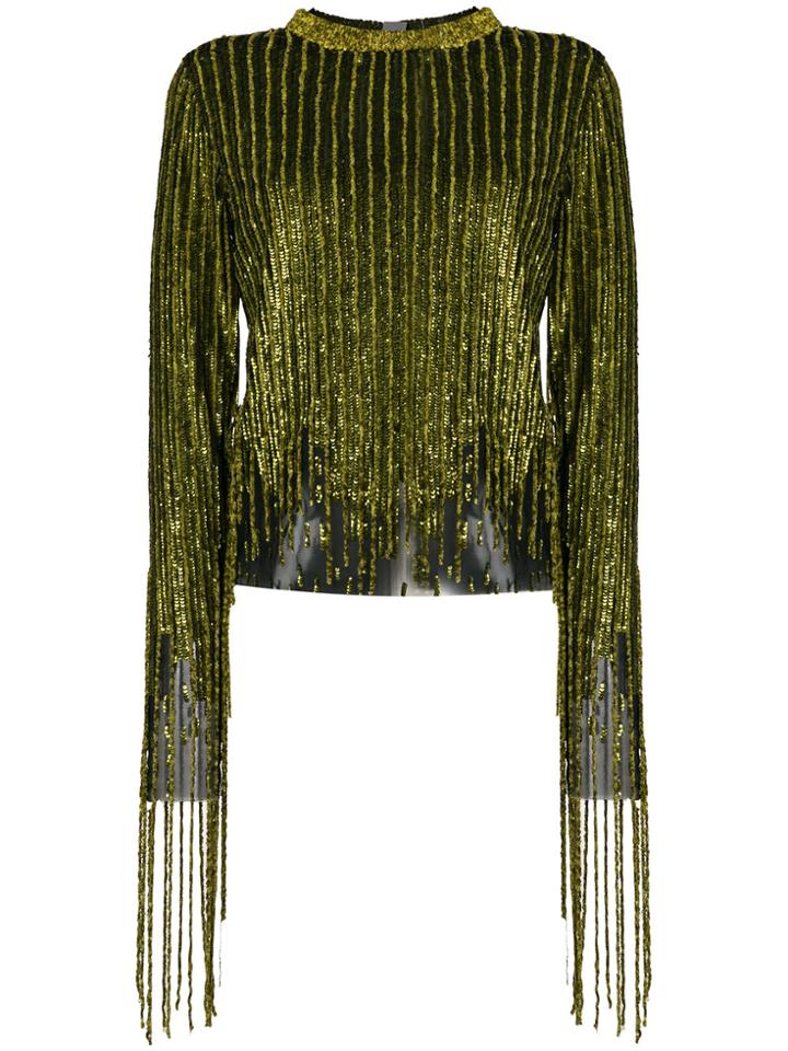 Aviù Metallic Embroidered Blouse - Green