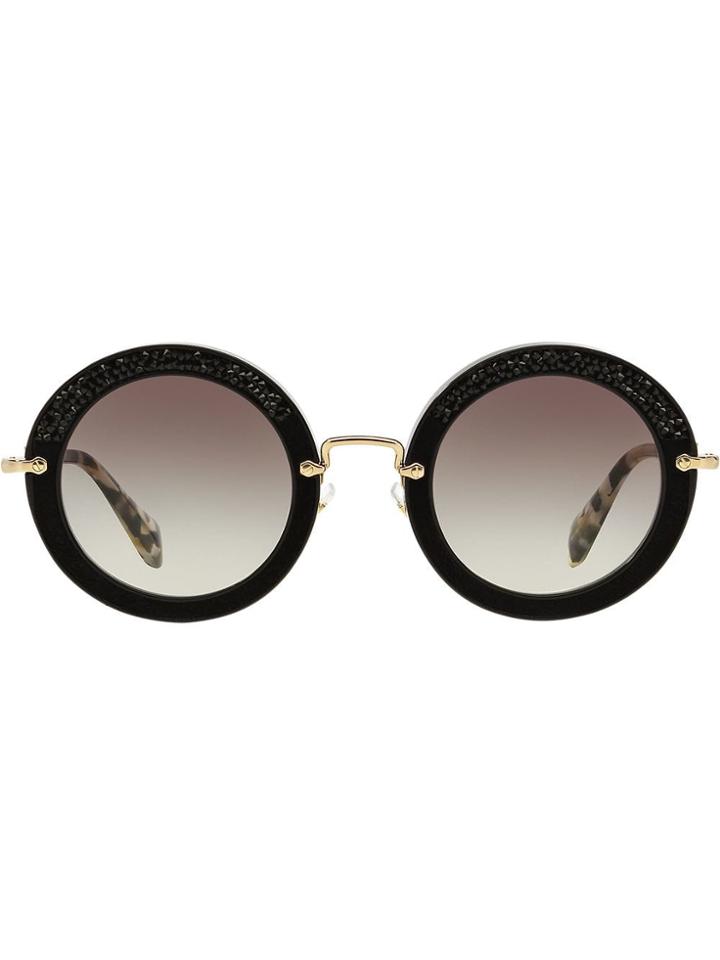 Miu Miu Eyewear Embellished Circle Sunglasses - Black