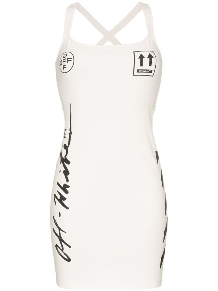 Off-white Logo Printed Bodycon Mini Dress