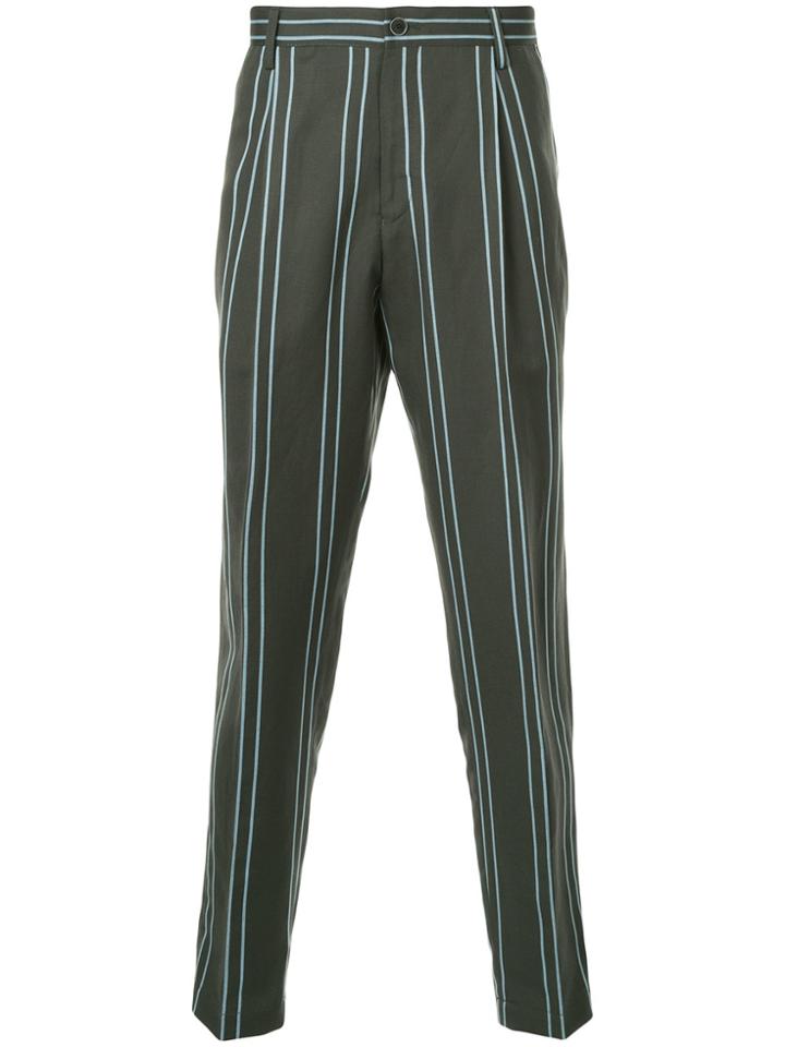 Tomorrowland Striped Tailored Trousers - Green