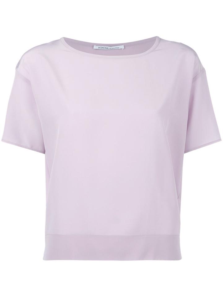 Agnona Plain T-shirt, Women's, Size: 44, Pink/purple, Silk/cotton/cashmere