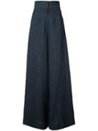 By. Bonnie Young - Wide Leg Trousers - Women - Linen/flax - 2, Blue, Linen/flax