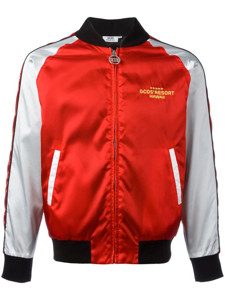 Gcds Metallic Bomber Jacket - Red