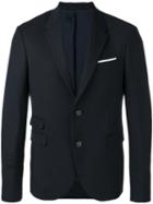 Neil Barrett Two Button Blazer, Men's, Size: 50, Blue, Elastodiene/polyester/virgin Wool/polyester