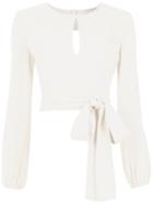 Nk Long Sleeves Cropped Blouse - White