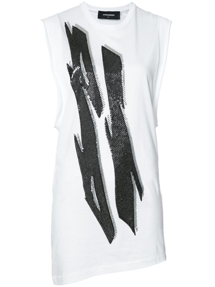 Dsquared2 Tiger Flash Sequin T-shirt Dress - White