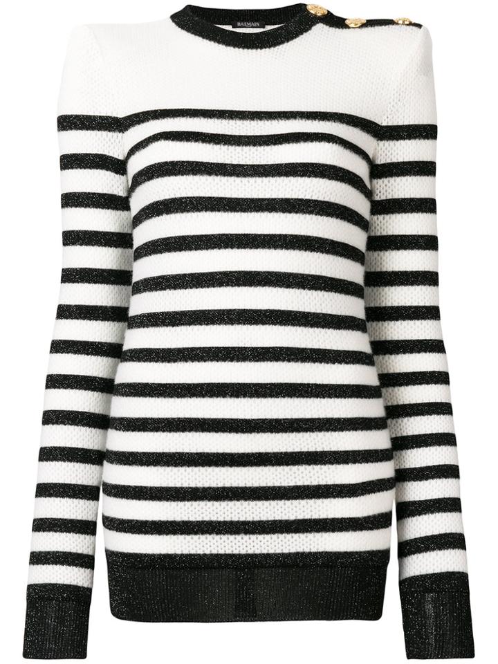 Balmain Striped Sweater - Black