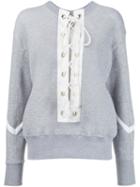 Sacai Lace-up Sweatshirt, Women's, Size: 1, Grey, Cotton/nylon