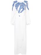 Oscar De La Renta Leaf Embroidered Gown - White