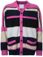 Sacai Colour Block Cardigan, Men's, Size: 2, Pink/purple, Cotton