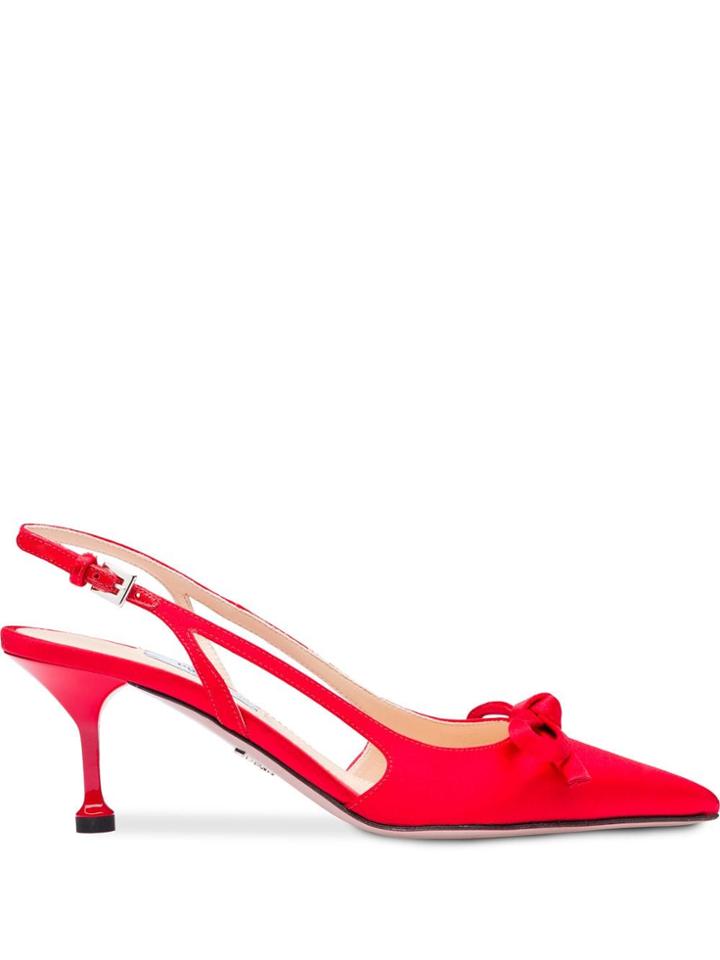 Prada Satin Slingbacks - Red