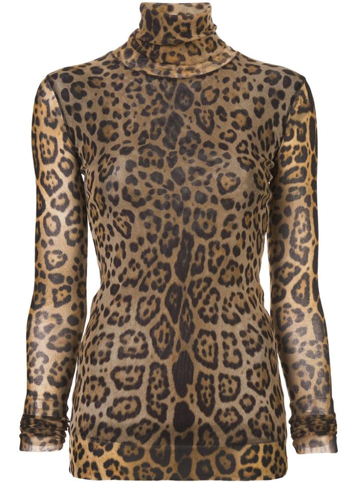 Fuzzi High Neck Blouse - Brown