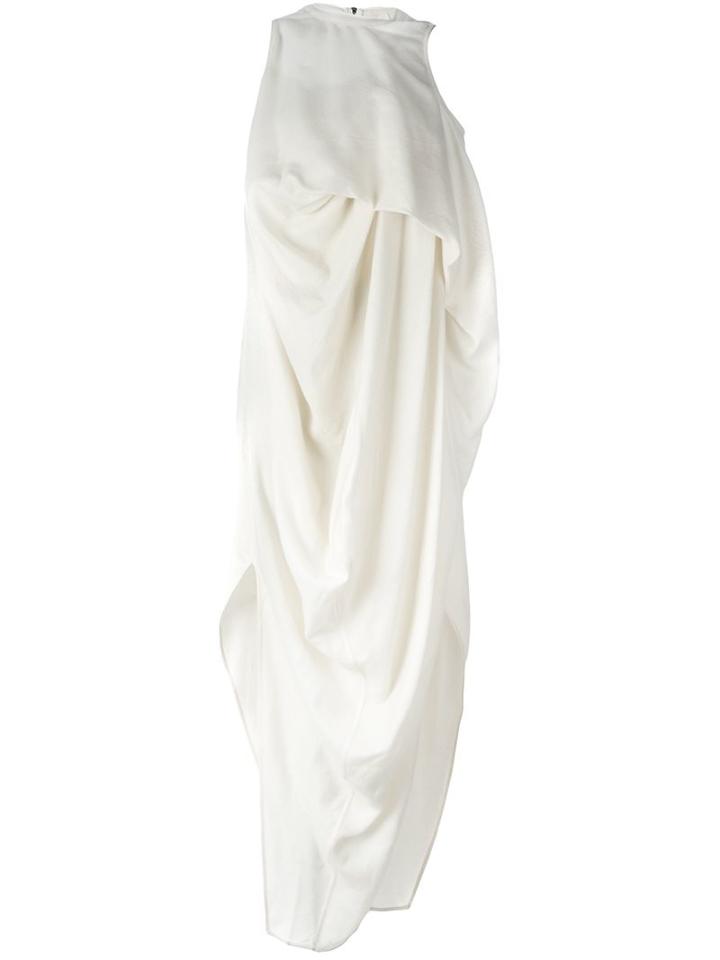 Rick Owens Draped Evening Dress, Women's, Size: 42, White, Silk/cotton/wool