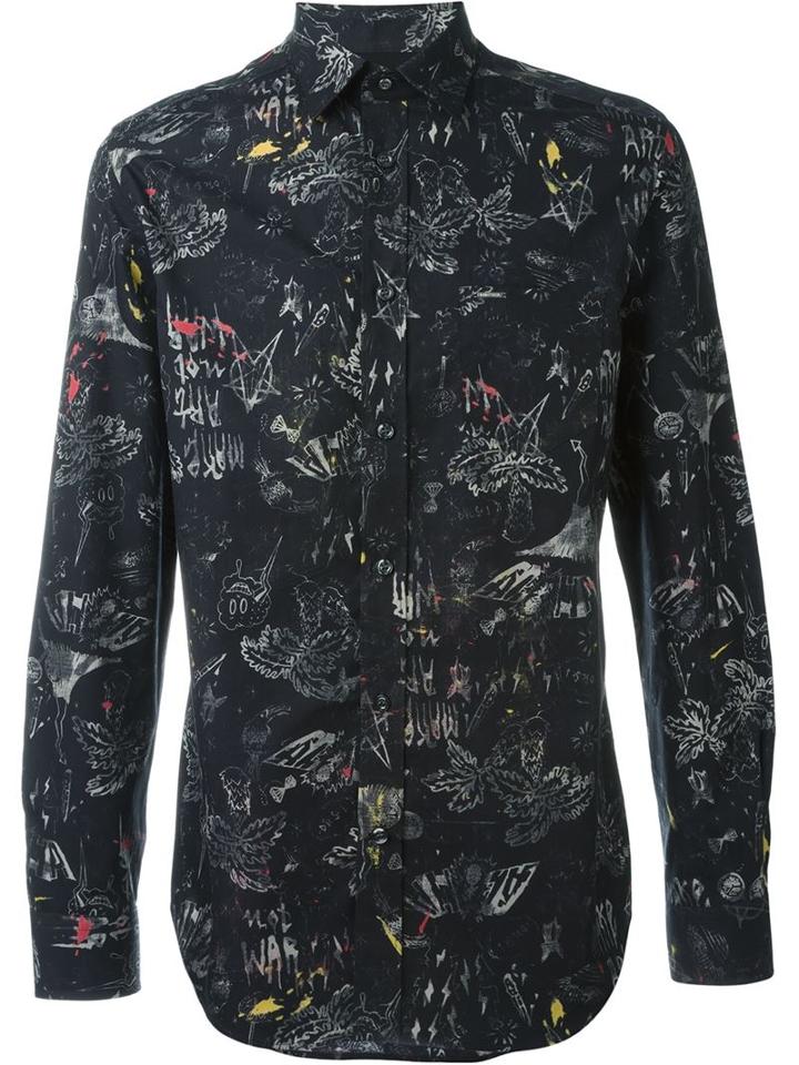 Diesel Doodle Print Shirt, Men's, Size: Xl, Black, Cotton