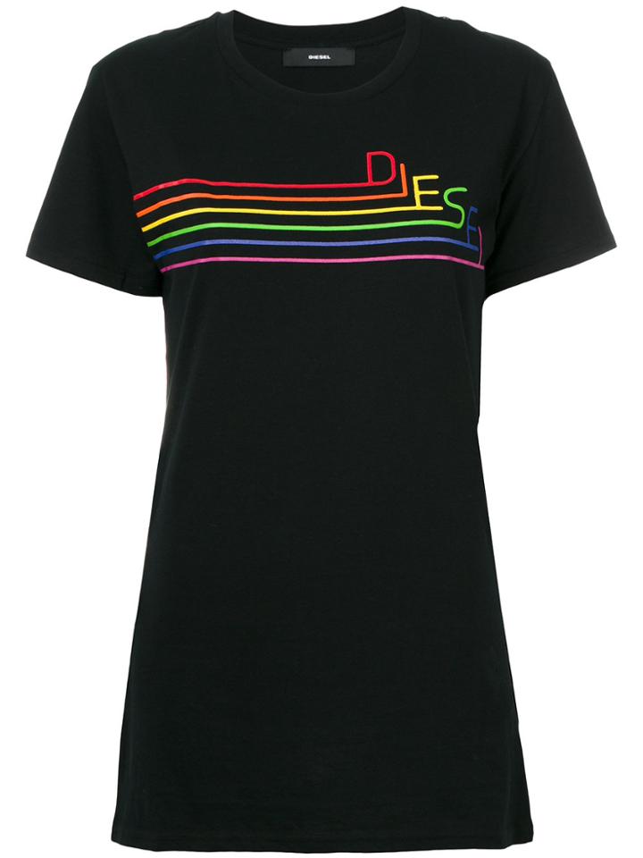 Diesel Rainbow Print T-shirt - Black