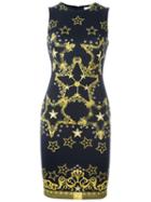 Versace Collection Star Print Fitted Dress, Women's, Size: 40, Blue, Polyester/spandex/elastane/viscose