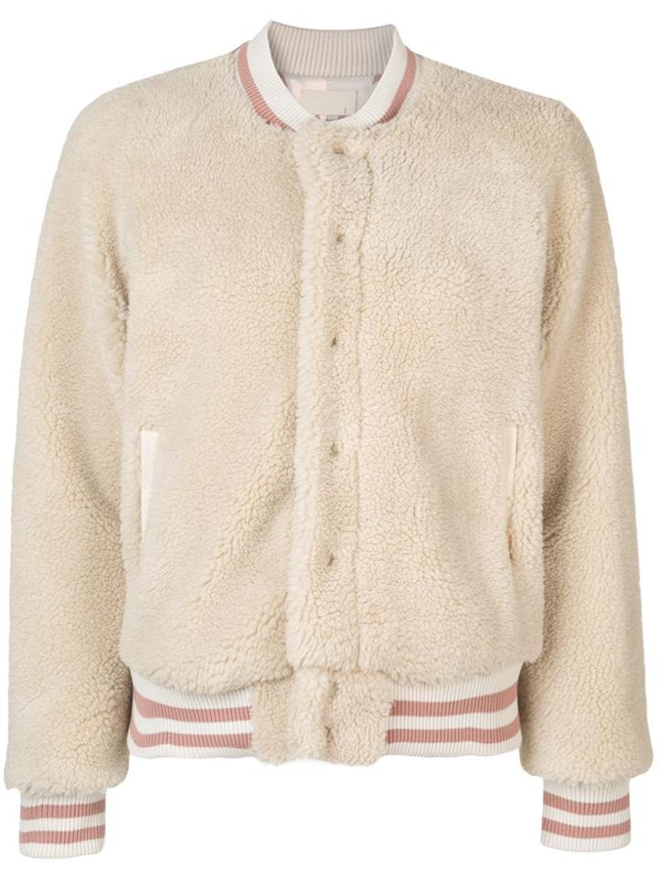 Mother Textured Bomber Jacket - Neutrals