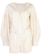 Derek Lam 10 Crosby Belted Bell Sleeve Romper - Yellow