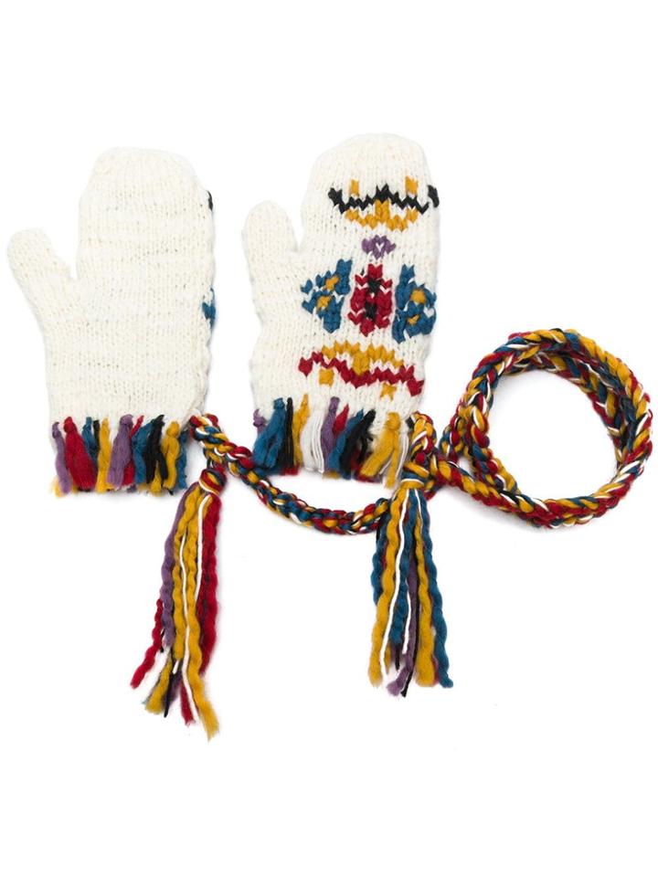 Etro Tassel Detail Knitted Gloves - White
