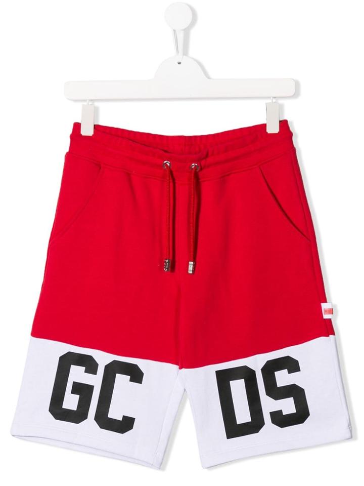 Gcds Kids Teen Logo Panel Shorts - Red