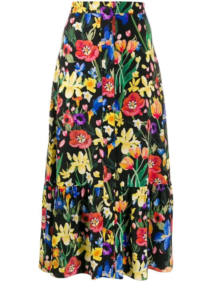 Chinti & Parker Floral Print Long Skirt - Black