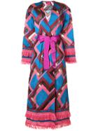 F.r.s For Restless Sleepers Chevron Print Robe Coat - Pink & Purple