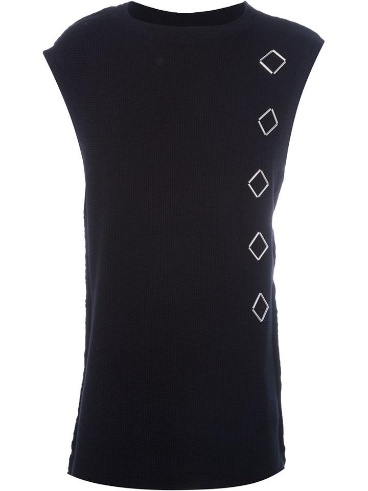Damir Doma Embellished Textured Sleeveless Sweatshirt, Men's, Size: Small, Black, Cotton