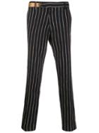 White Sand Striped Adjustable-waist Trousers - Blue