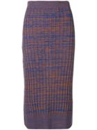 Jil Sander Navy Knitted Ribbed Pencil Skirt - Blue