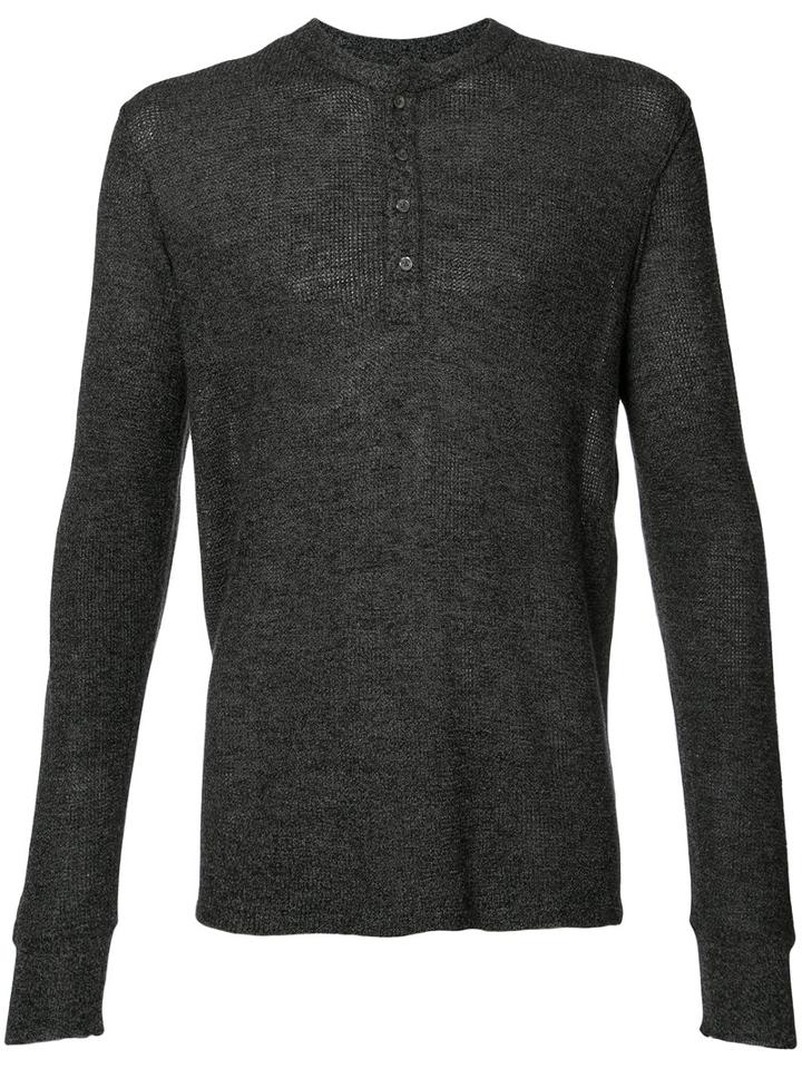 Ovadia & Sons - Henley Jumper - Men - Cotton/cupro/merino - S, Grey, Cotton/cupro/merino